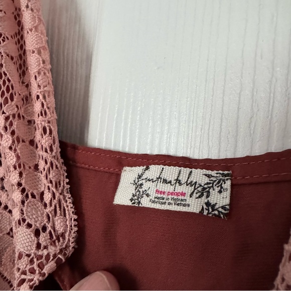 Free People Maxi Slip Dress in Rust and Blush Lace - Picture 7 of 7